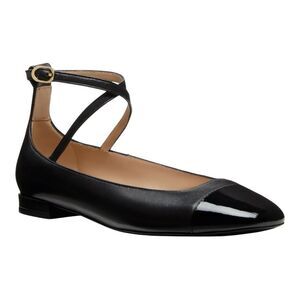 Stuart Weitzman Women’s Eden Mixed Leather Ankle-Strap Ballerina Flats Size 9B